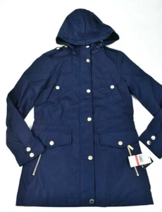 Michael Kors Women Anorak Jacket New XS Navy Blue Water Resistant Golden Zip - Picture 1 of 7