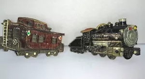 Train & Caboose Belt Buckles The Great American Buckle Company 1979 Hand Painted - Picture 1 of 10