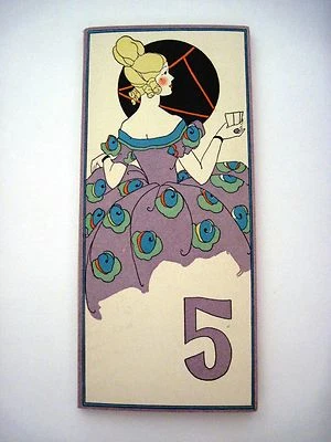 Almohadilla de puntuación de puente Art Deco vintage con vestido de mujer con flores decorativas #5*  Foto 1 de 3