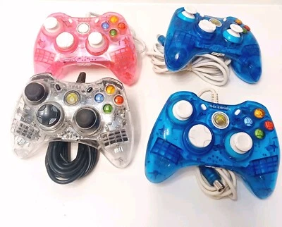 xbox 360 afterglow wired controller Lot 2 blue,1 Pink,1 Clear Tested Work - Image 1 of 4