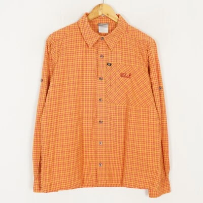 JACK WOLFSKIN Hombres Camisa Talla M Ajuste Regular Naranja Cuadros Poliéster... - Imagen 1 de 4