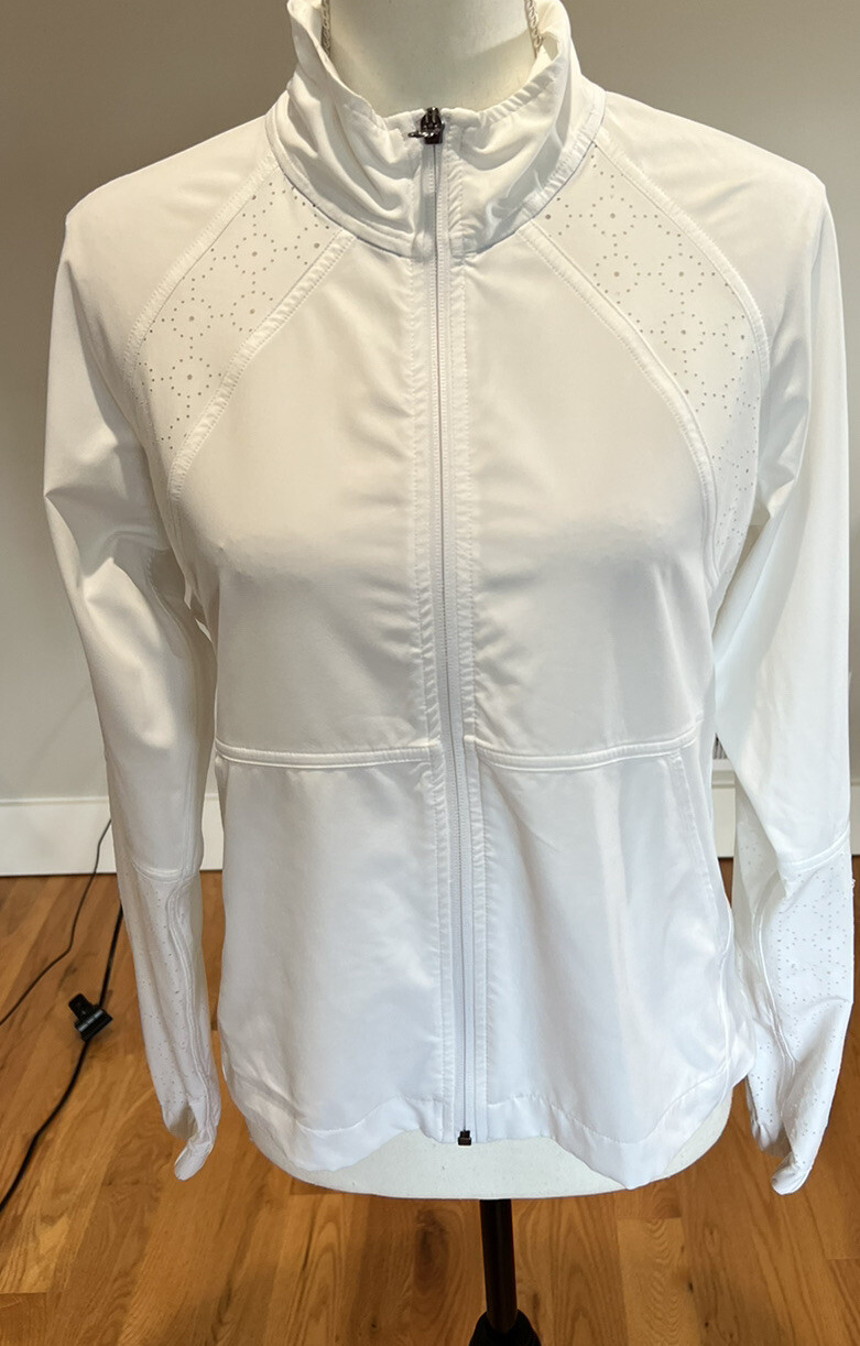 Calia White Zip Jacket Size Small With 