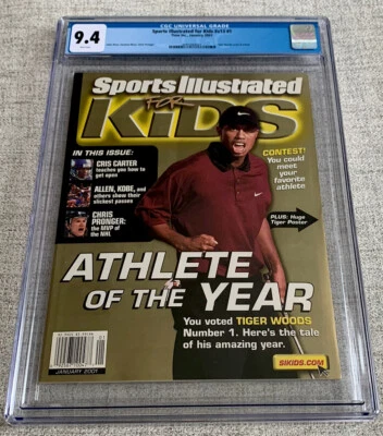 TIGER WOODS RARO 2001 SI PARA NIÑOS CUBIERTA DEPORTES ILUSTRADOS EE. UU. GOLF STAR CGC 9.4 Foto 1 de 3