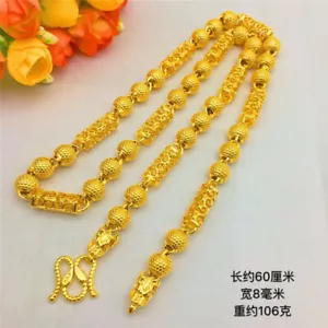 Men Chains Necklace 8MM 24K Yellow Gold Plated Double Dragon Head chain - Picture 1 of 6