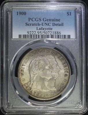 1900 Lafayette Silver Dollar PCGS Unc Detail BU Original Surfaces - Scratches - Image 1 of 2