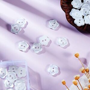 50 Pieces 2 Hole Flower Resin Button Flower Buttons Baby Child Pearly 15mm
