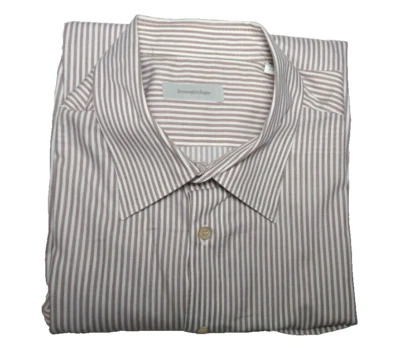 Ermenegildo Zegna Dress Shirts Mens 3XL Striped Button-Down Brown - Image 1 of 4