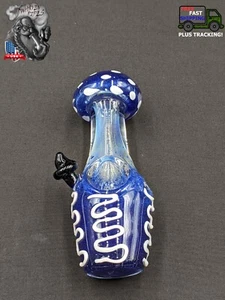 Pipa para fumar tabaco de 5" tazón pipas de mano de vidrio estilo hongo azul 01 - Imagen 1 de 4