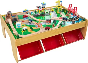 Kidkraft Waterfall Mountain Wooden Train Set & Table with 120 Pieces, 3 Storage - Picture 1 of 12