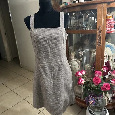 90-х годов новый с Ярлыками ~ $260 ~ Vertigo Париж ~ женщин коричневый гончая шерсти джемпер мини-платье Sz M - Изображение 1 из 4