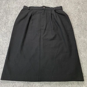VTG L.L. Bean Skirt Womens 14 Black Wool Midi Made USA 80s 90s Classic Academia - Picture 1 of 13