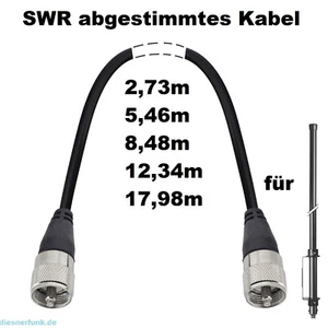 5,46Meter RG58U SWR abgestimmt für Hurricane 27, EXCALIBUR, STORM Balkon Antenne - Bild 1 von 1
