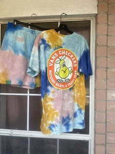 NWT Men’s Vans Fruit Patches Loose Fit Sweat Shorts And T Shirt Tie Dye Sz L - Picture 1 of 5
