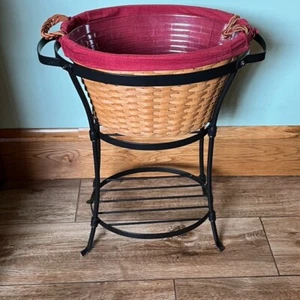 Longaberger Wrought Iron Beverage Stand w/ Basket, Protector and Liner - Picture 1 of 13