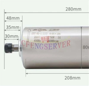 ONE CNC Water Cooling Spindle Motor Engraving Milling Grind 220VAC GDZ-80-1.5(4) - Bild 1 von 4