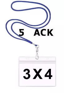 5 Pack Vaccination Vaccine Card Holder Zip Lock w/ Blue Lanyards Record ID 4x3 - Picture 1 of 9
