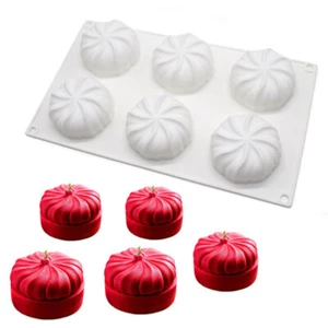 Plateau moule en silicone 3D gâteau mousse chocolat moule à faire soi-même 6 cavités moule à pâtisserie - Photo 1/6