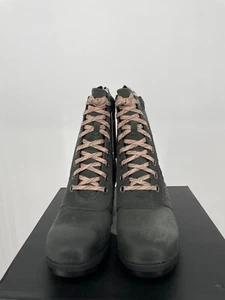 Sorel Womens Lexie Wedge Bootie Dark Slate Quilted Leather Waterproof NL3375-026 - Picture 1 of 5