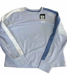 Under Armour Womens Long Sleeve Loose Activewear Top Logo Round Neck Blue L-NWT - Picture 1 of 8