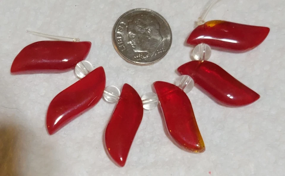 L89 24mm pressed glass freeform beads. will combine to save on shipping  - Image 1 of 1