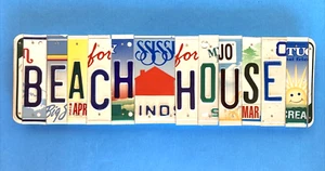 BEACH HOUSE Hand Crafted Lisence Plate Sign Coastal Wall Art No - Picture 1 of 7