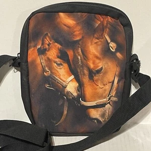 Stute und Fohlen Pferd Canvas Crossbody Riemen Handtasche Geldbeutel Reitsport - Bild 1 von 3