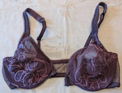 Sujetador de encaje de malla Victoria’s Secret vintage talla 34B púrpura, con aros, NYLON SIN USAR Foto 1 de 4