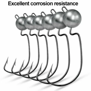 20*Fishing Offset Hooks Lead Weighted Wide Gap Soft Lures Bait Worm Pike Perch - Picture 1 of 13