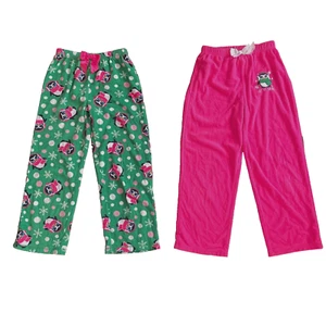 2 Pairs! STEVE Girl Christmas Fleece Pajama Bottom PJ Sleep Lounge Pants Size 10 - Picture 1 of 7