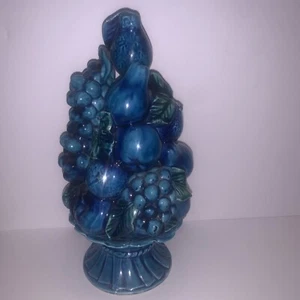 VINTAGE INARCO BLUE MOOD INDIGO TOPIARY FRUIT CENTERPIECE JAPAN - Picture 1 of 6