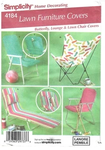 2006 Simplicity 4184 Lawn Furniture Covers Butterfly Lounge sewing pattern uncut - Picture 1 of 3