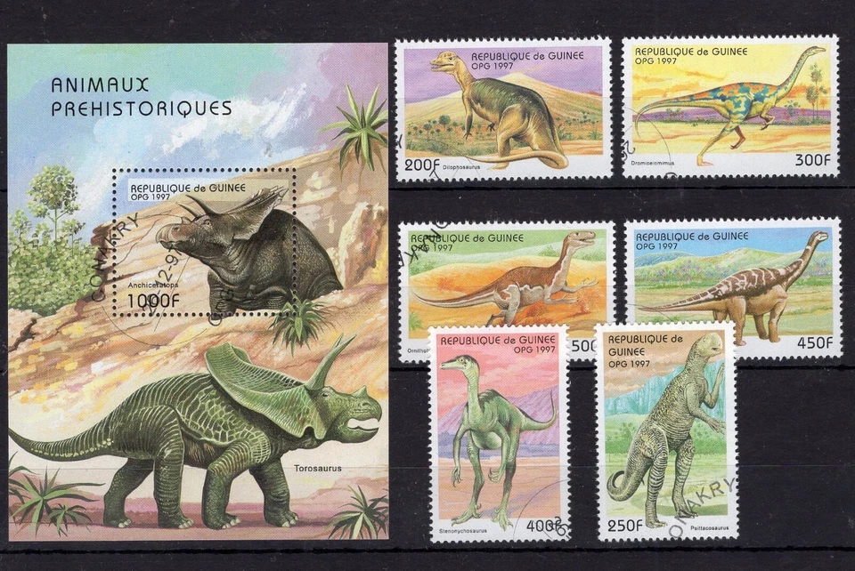 Guinea 1997 - Dinosaurs - Briefmarken - francobolli - CTO - Z8 - Image 1 of 1