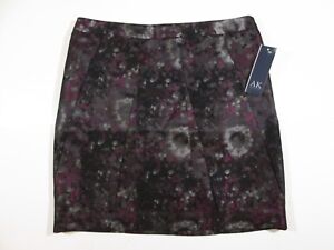 New Anne Klein Dress Skirt Womens Size 12 Black Abstract Floral Wool Blend $109