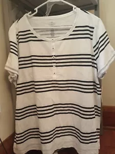 Women's XL St John's Bay Striped Blouse - Picture 1 of 3