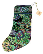 Vera Bradley Christmas Stocking Blue Rhapsody With Pocket and Accent Bell New