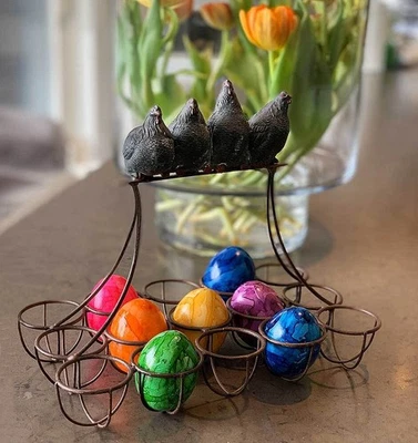 Eierhalter Gusseisen Braun Hühner Eierständer Vintage-Stil Eierkorb Antik-Stil - Bild 1 von 4