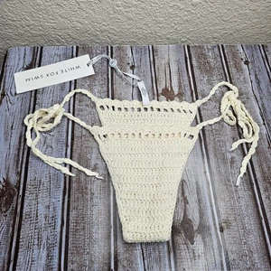 NUEVO CON ETIQUETAS Blanco Zorro Natación Color Crema Crochet Bikini Parte Inferior Talla Pequeña Cheeky Boho - Imagen 1 de 5