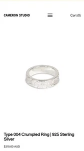 Men's Sterling Silver Ring - Cameron Studio CRUMPLE RING - Picture 1 of 10