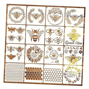Bienenwabenschablone, wiederverwendbare Bienenschablonen zum Bemalen auf Holzschilder 16bee - Bild 1 von 8