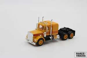 Herpa Kenworth W900A Tractor Unit yellow/chrome/black 3-axle 1:87 /H22185 - Picture 1 of 1