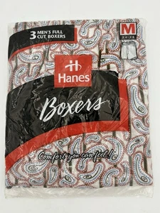 Vintage 1996 Hanes Men’s Full Cut Boxers 3 Pack M 34-36 NOS Sealed Paisley - Picture 1 of 4