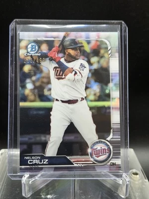 #70 Nelson Cruz 2019 Bowman Chrome - Refractor #/499 Twins SP - Image 1 of 2
