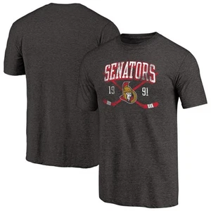 Men's Black Ottawa Senators Vintage Collection Line Shift Tri-Blend T-Shirt - Picture 1 of 3