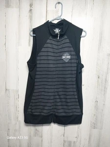Harley Davidson Vest Women XL Black Full Zip Lightweight Knit Sleeveless - Picture 1 of 6