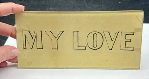 John Derian Glass Decoupage 3.5 x 7” Rectangular Tray "My Love” Signed - Picture 1 of 10