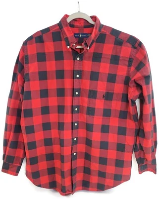Ralph Lauren Shirt Mens XLT Tall Red Black Buffalo Plaid Button Down Pony Logo - Image 1 of 4
