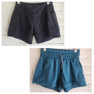Athleta Girls Shorts Set Of 2 Black And Teal Size XL 14 - Picture 1 of 10