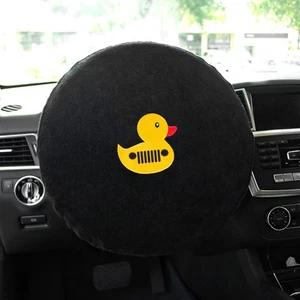 Seat Armour Black Terry Cloth Steering Wheel Cover w/Jeep Duck Logo - Picture 1 of 2