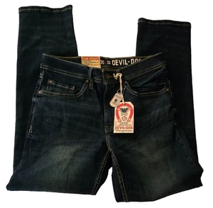 Salopette Devil-Dog jeans blu slim dritta taglia 30x30 nuova con etichetta vita regolare - Foto 1 di 10