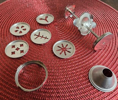 PIEZAS PARA PRENSA DE GALLETAS VINTAGE 5 DISCOS, PUNTA DE DECORACIÓN SOLO REPUESTOS Foto 1 de 4